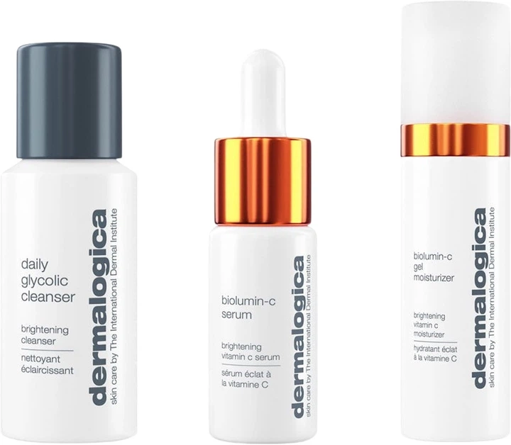 Набір для догляду за обличчям Dermalogica Daily Brightness Boosters Щоденний очисник з гліколевою кислотою 30 мл + Сироватка Biolumin C-Serum 10 мл + Гель Biolumin-C 15 мл (666151112728) - зображення 2