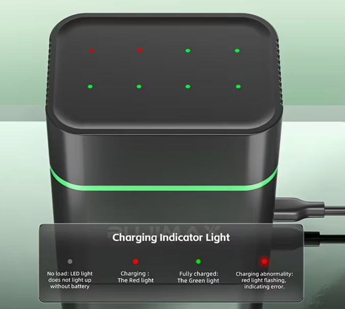 Аккумуляторные батарейки набор 4AAА+4AA в зарядном боксе 1100mWh Li-Ion 1.5v мизинчиковые и 4255mWh Li-Ion 1.5v пальчиковые аккумуляторы с зарядкой кейс Pujimax (4+4)шт - изображение 5