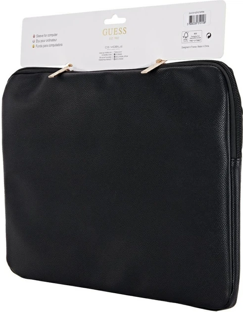 Etui na laptopa Guess Grained Zipper Pocket Triangle Logo 14" Black (GUCS14ZPGTSPSK) - obraz 5