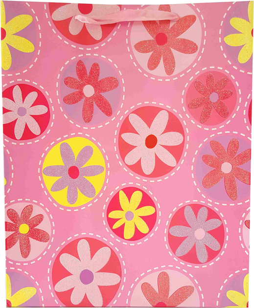 Zestaw torebek prezentowych Jupiter brokatowa w kwiatki 42 x 31 x 5 cm 12 szt (5907489004350) - obraz 4