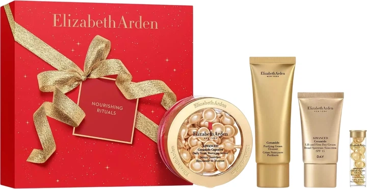 Zestaw do pielęgnacji twarzy Elizabeth Arden Twist & Lift Krem oczyszczający 50 ml + Kapsułki z ceramidami 60 szt + Kapsułki do skóry wokół oczu z ceramidami 7 szt + Krem na dzień z SPF15 15 ml (85805377625) - obraz 2