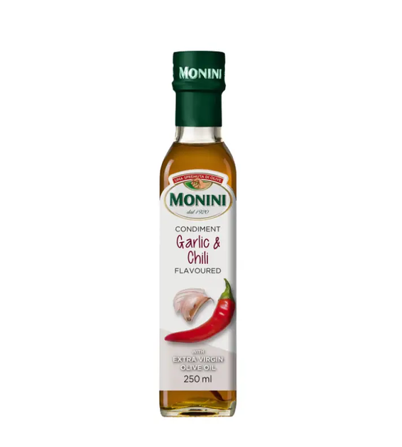 Оливкова олія Monini Extra часник та перець чілі 250 мл - Фото 1 Оливкова олія Monini Extra часник та перець чілі 250 мл - зображення 1