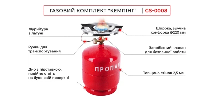 Газовий балон 8 л у комплекті з пальником Sigma - зображення 5