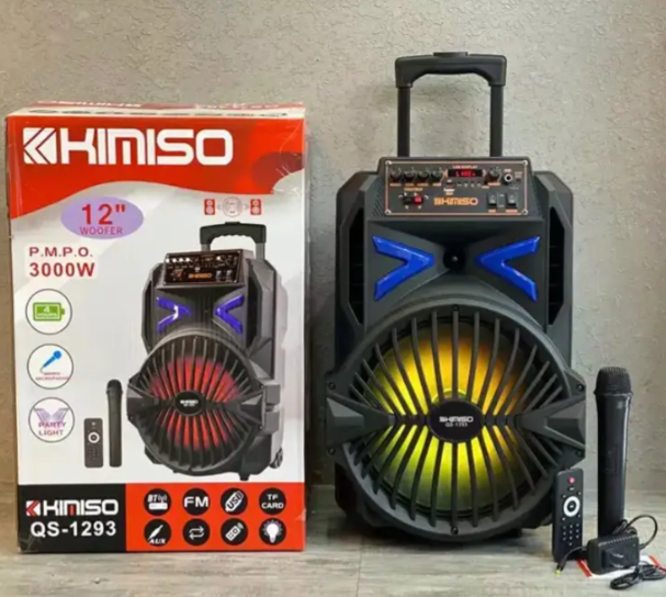 Колонка-чемодан KIMISO QS-1293 60 Вт, акумулятор 2000 мАг, автономна робота до 5 годин, 12 дюймів - зображення 3
