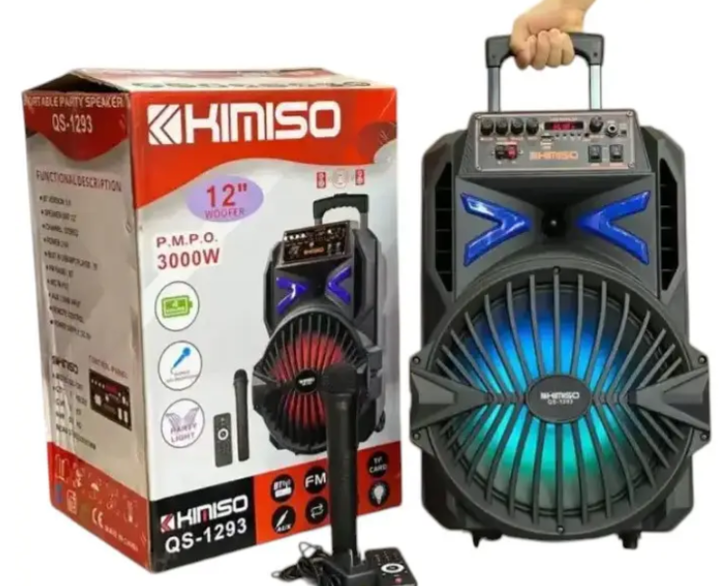 Колонка-чемодан KIMISO QS-1293 60 Вт, акумулятор 2000 мАг, автономна робота до 5 годин, 12 дюймів - зображення 6