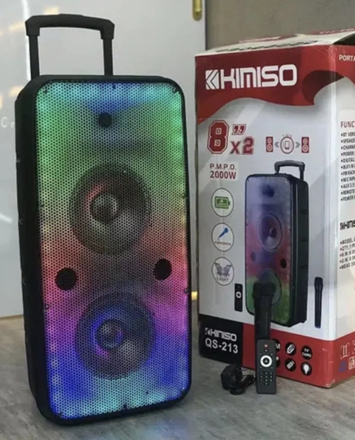 Акустична система KIMISO QS-213, портативна, потужна, 2 низькочастотні динаміки 8", Bluetooth, до 7 годин роботи - Фото 3 Акустична система KIMISO QS-213, портативна, потужна, 2 низькочастотні динаміки 8", Bluetooth, до 7 годин роботи - зображення 3