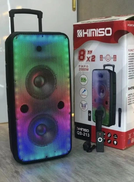 Акустична система KIMISO QS-213, портативна, потужна, 2 низькочастотні динаміки 8", Bluetooth, до 7 годин роботи - Фото 4 Акустична система KIMISO QS-213, портативна, потужна, 2 низькочастотні динаміки 8", Bluetooth, до 7 годин роботи - зображення 4