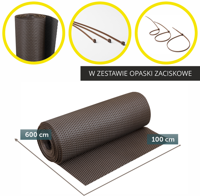 Osłona balkonowa Kadax Skei 1x6 m Ciemny brąz (K983) - obraz 2