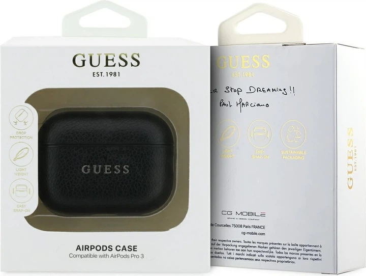 Чохол Guess Grained Classic Logo для Apple AirPods Pro 3 Black (GUAP3PGUGMK) - зображення 4