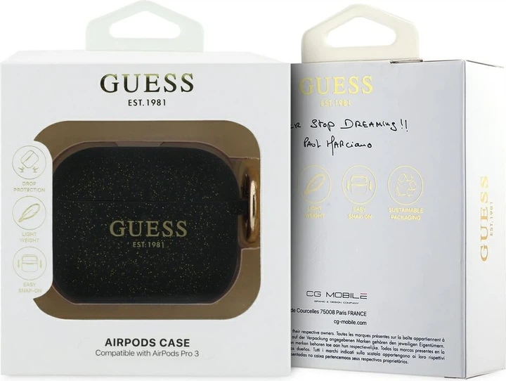 Чохол Guess Silicone Glitter Ring для Apple AirPods Pro 3 Black (GUAP3SGGEK) - зображення 4