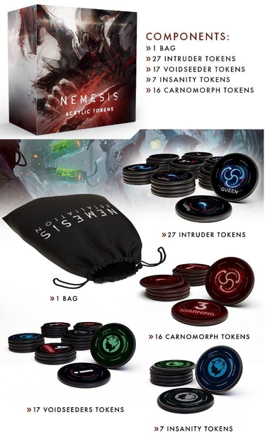 Настільна гра Awaken Realms Nemesis: Acrylic Tokens (Немезида: Акрилові жетони) - зображення 2