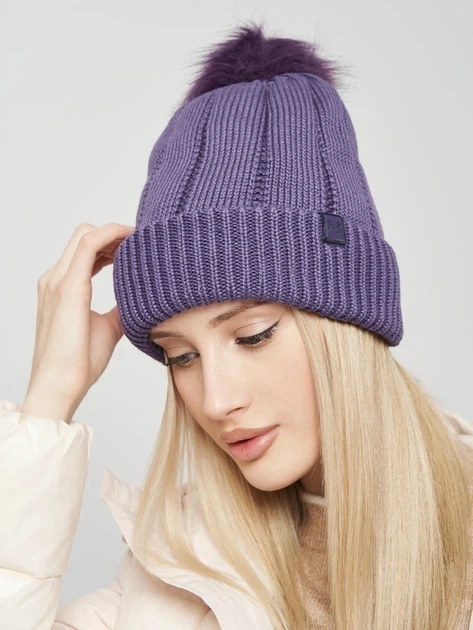 Жіноча в'язана зимова шапка Under Armour UA Around Town CGI Beanie One Size фіолетова - изображение 3