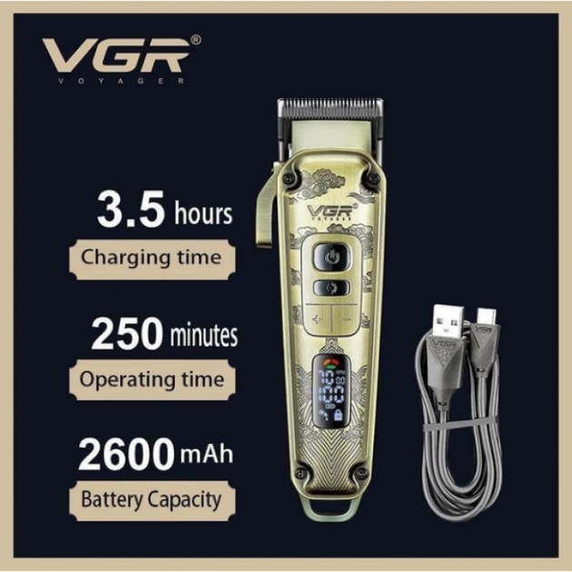 Машинка для стрижки волос и бороды VGR V-005 + 8 насадок - изображение 4