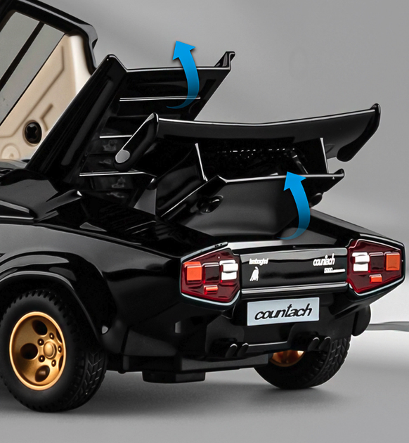 Металлическая модель Lamborghini Countach LP 1:32 со светом и звуком Инерционная машинка в коробке спортивная коллекционная модель Чорний - изображение 2