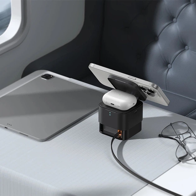 Беспроводное зарядное устройство 2 в 1 Baseus BS-W531 MagSafe / Qi USB-C 20 Вт Black (6932172647308) - изображение 10