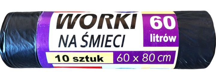 Пакети для сміття 60л ТОП (60*80см) чорні міцні 10шт - Фото 1 Пакети для сміття 60л ТОП (60*80см) чорні міцні 10шт - зображення 1