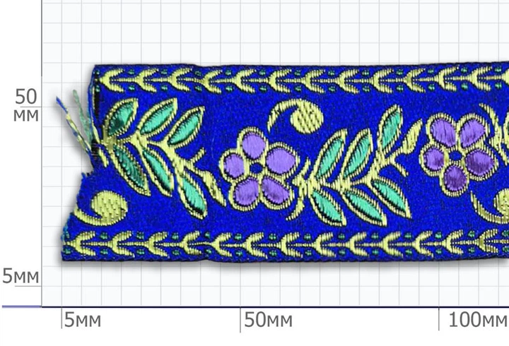 Тесьма орнамент (жакардова) 44651 ширина 50мм (9,2 м) - Фото 2 Тесьма орнамент (жакардова) 44651 ширина 50мм (9,2 м) - зображення 2