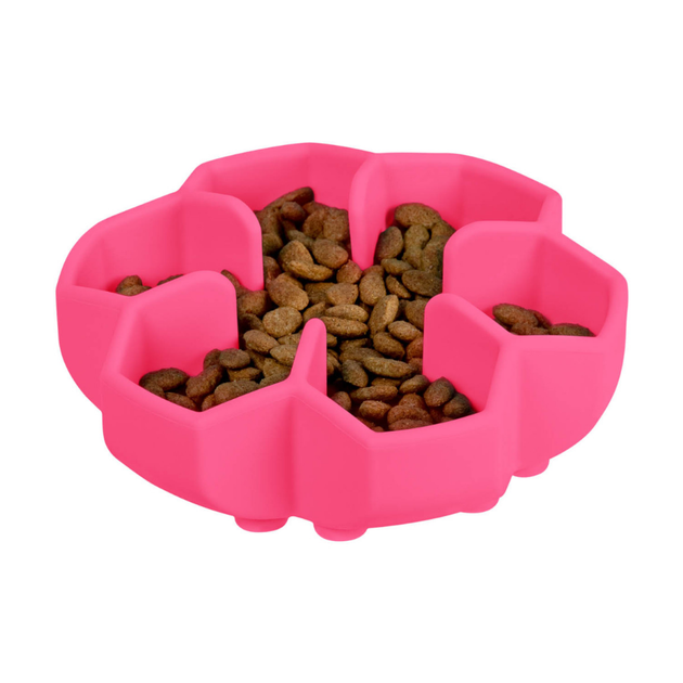 Миска для кошек и собак WAUDOG Silicone для медленного питания, розовый - 750 мл, - изображение 2