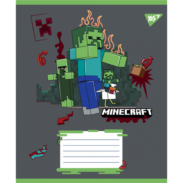 Тетрадь ученическая школьная в клетку 12 листов Minecraft майнкрафт, тетрадь 12 страниц (в ассортименте) Yes - изображение 6