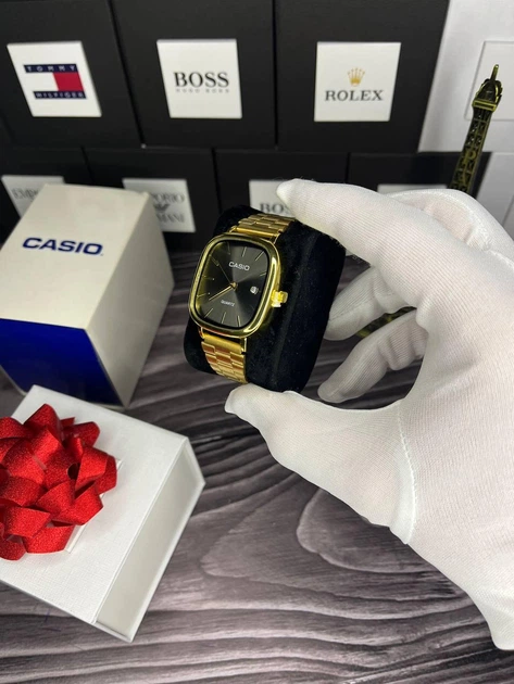 Мужские часы Casio A-168 золотистый-черный - изображение 4