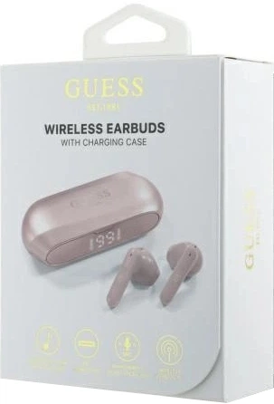 Навушники Guess Elongated Metalic Printed Logo Bluetooth 5.3 Wireless + Doc Station Pink (3666339329020) - зображення 4