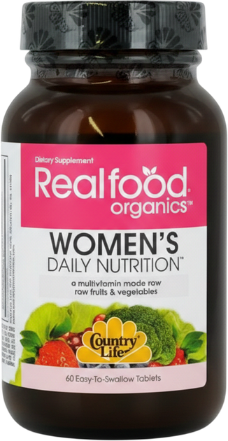 Вітамінно-мінеральний комплекс для жінок Country Life Real food organics Women's 60 таблеток