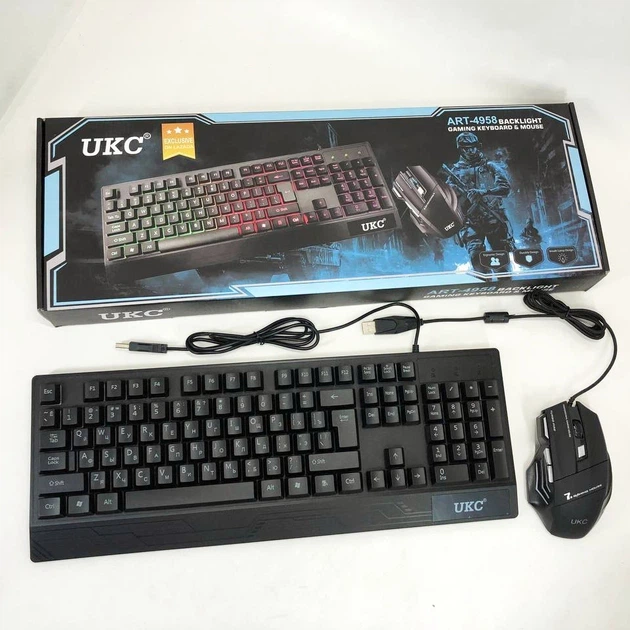 Игровой комплект UKC: клавиатура и мышь с LED-подсветкой USB M-710 (22018) - Фото 1 Игровой комплект UKC: клавиатура и мышь с LED-подсветкой USB M-710 (22018) - изображение 1