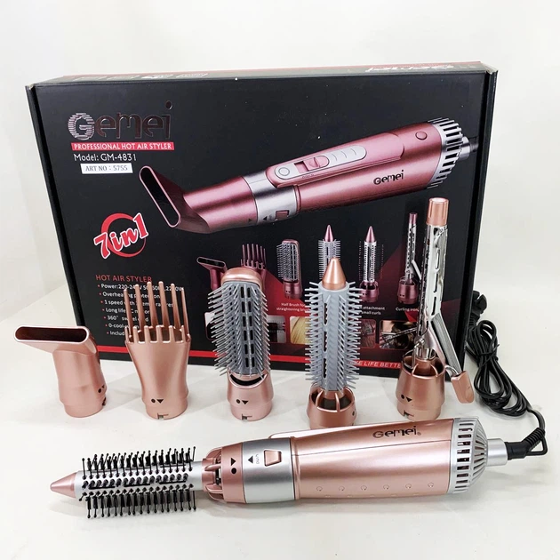 Щипцы фен для волос мультистайлер GEMEI GM-4831 7в1, классический фен для волос мощный для волос - изображение 10