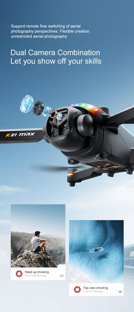 Квадрокоптер XKJ K21 MAX с экран-пультом 4.3″, WiFi FPV, двойная камера, бесколлекторный - изображение 6