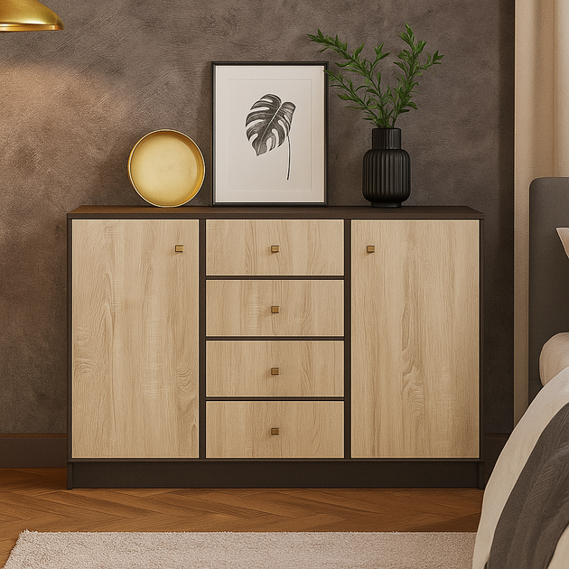 Комод 2Д+4Ш Fantaziya Mebel Service Венге + Дуб самоа 125х44х83 см - Фото 4 Комод 2Д+4Ш Fantaziya Mebel Service Венге + Дуб самоа 125х44х83 см - изображение 4