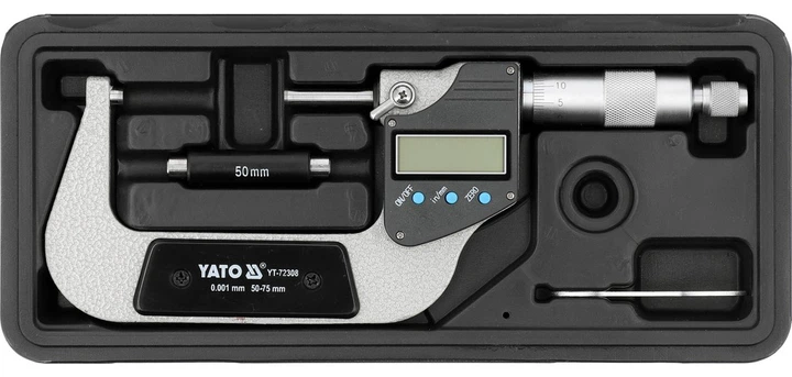 Мікрометр Yato YT-72308 цифровий зовнішній 50-75 мм / 0.001 мм (5906083122361) - зображення 4