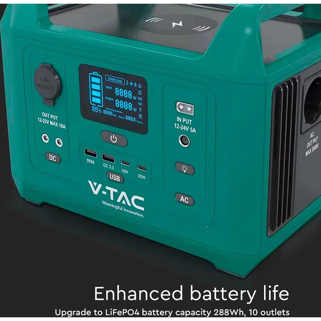 Зарядная станция V-TAC VT-303N / 300 Вт / 288 Вт⋅ч / LiFePO4