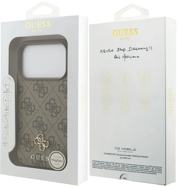Etui plecki Guess 4G Small Classic Logo MagSafe do Apple iPhone 17 Pro Brown (3666339490621) - obraz 8