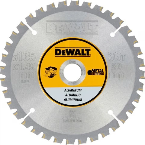 Пиляльний диск DeWalt для алюмінію 165 мм DT1911 (5035048093290) - зображення 1