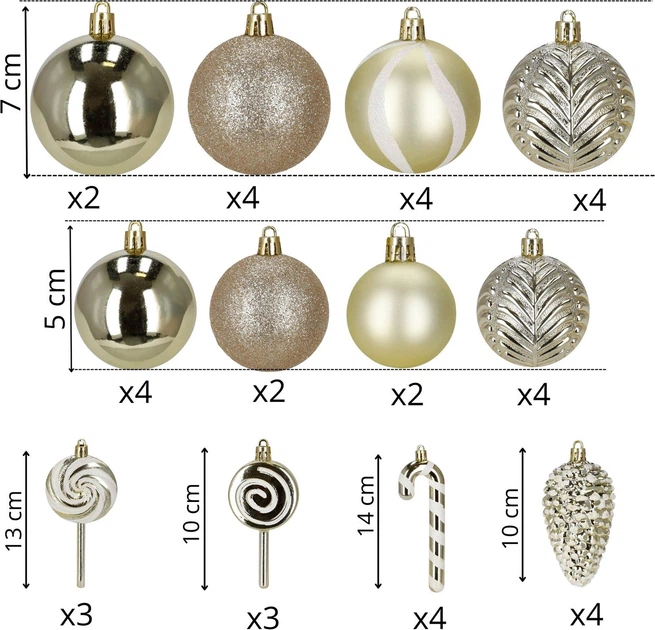 Набір ялинкових кульок Springos CA0980 4/5/6/10/13 см 40 шт (5908455301466) - зображення 2