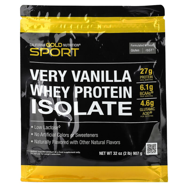 Изолят сывороточного протеина California GOLD Nutrition, SPORT "Very Vanilla Whey Protein Isolate" натуральный с органическим тростниковым сахаром и подсолнечным лецитином, со вкусом ванили (907 г / 2 фунта) - Фото 1 Изолят сывороточного протеина California GOLD Nutrition, SPORT "Very Vanilla Whey Protein Isolate" натуральный с органическим тростниковым сахаром и подсолнечным лецитином, со вкусом ванили (907 г / 2 фунта) - изображение 1