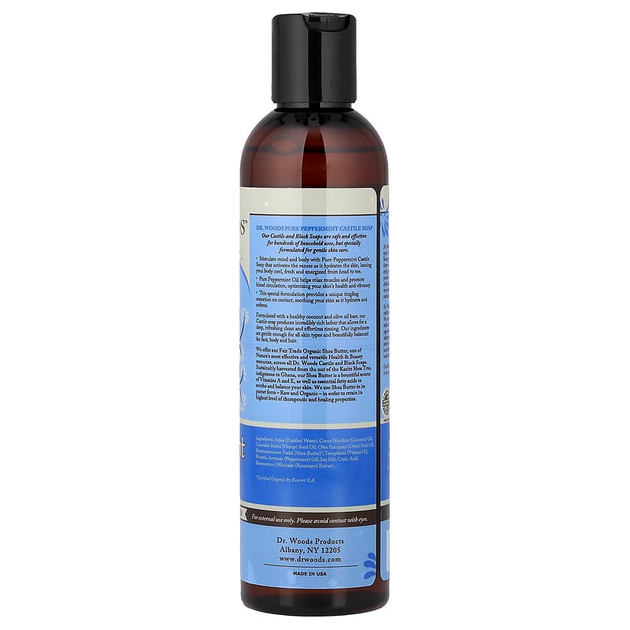 Мятное кастильское мыло Dr. Woods "Peppermint Castile Soap" с маслом ши (236 мл) - изображение 2