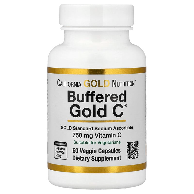 Буферизованный витамин С, California GOLD Nutrition "Buffered Gold C" аскорбат натрия, 750 мг (60 капсул) - Фото 1 Буферизованный витамин С, California GOLD Nutrition "Buffered Gold C" аскорбат натрия, 750 мг (60 капсул) - изображение 1