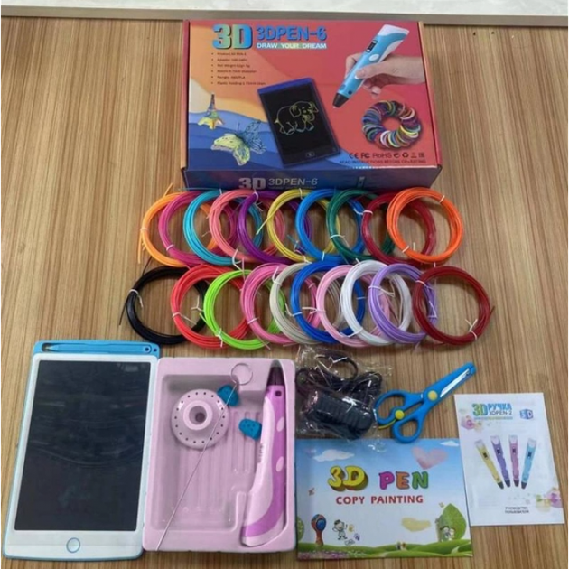 Набір 3D ручка з планшетом для малювання Комплект для творчості 3DPen 6+100 метрів різнокольорового PLA захист для пальців Рожевий - Фото 8 Набір 3D ручка з планшетом для малювання Комплект для творчості 3DPen 6+100 метрів різнокольорового PLA захист для пальців Рожевий - зображення 8