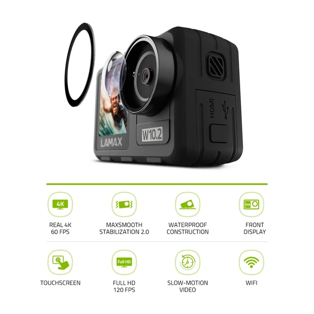 Kamera wideo Lamax W10.2 4K 2” Wi-Fi 20MPx MAXsmooth 2.0 Czarna (LXWAMW102NNBA) - obraz 5