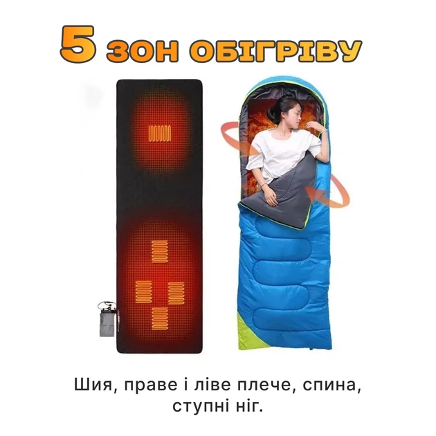 Матрас з підігрівом USB 62x198 см 3 режими роботи powerbank у подарунок. - зображення 6