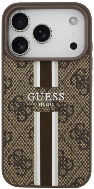 Панель Guess 4G Printed Stripes MagSafe для Apple iPhone 17 Pro Brown (3666339491420) - зображення 3