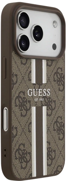 Панель Guess 4G Printed Stripes MagSafe для Apple iPhone 17 Pro Brown (3666339491420) - зображення 4