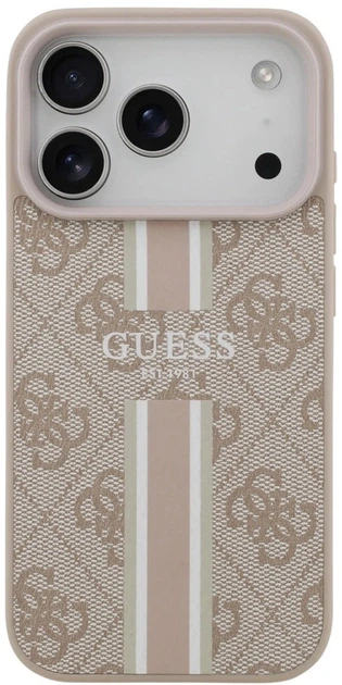 Панель Guess 4G Printed Stripes MagSafe для Apple iPhone 17 Pro Pink (3666339491468) - зображення 3
