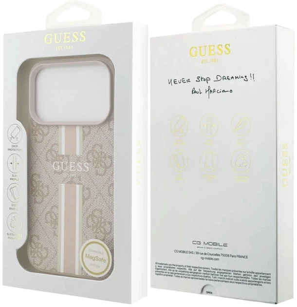 Панель Guess 4G Printed Stripes MagSafe для Apple iPhone 17 Pro Pink (3666339491468) - зображення 8