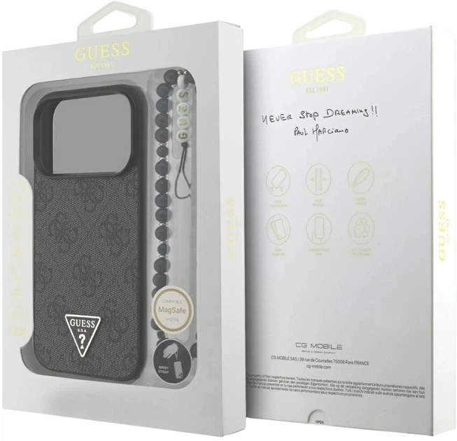 Etui plecki Guess 4G Strap Triangle Logo MagSafe do Apple iPhone 17 Pro Max Black (3666339526498) - obraz 8