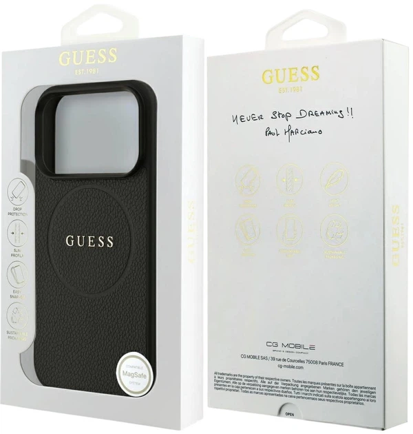 Панель Guess Grained Ring MagSafe для Apple iPhone 17 Pro Black (3666339490904) - зображення 8