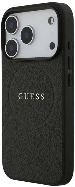 Etui plecki Guess Grained Ring MagSafe do Apple iPhone 17 Pro Max Black (3666339490911) - obraz 2