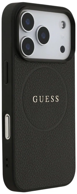 Etui plecki Guess Grained Ring MagSafe do Apple iPhone 17 Pro Max Black (3666339490911) - obraz 4