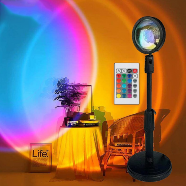 Проекционная разноцветная RGB LED лампа Sunset Lamp с эффектом заката с пультом - изображение 2